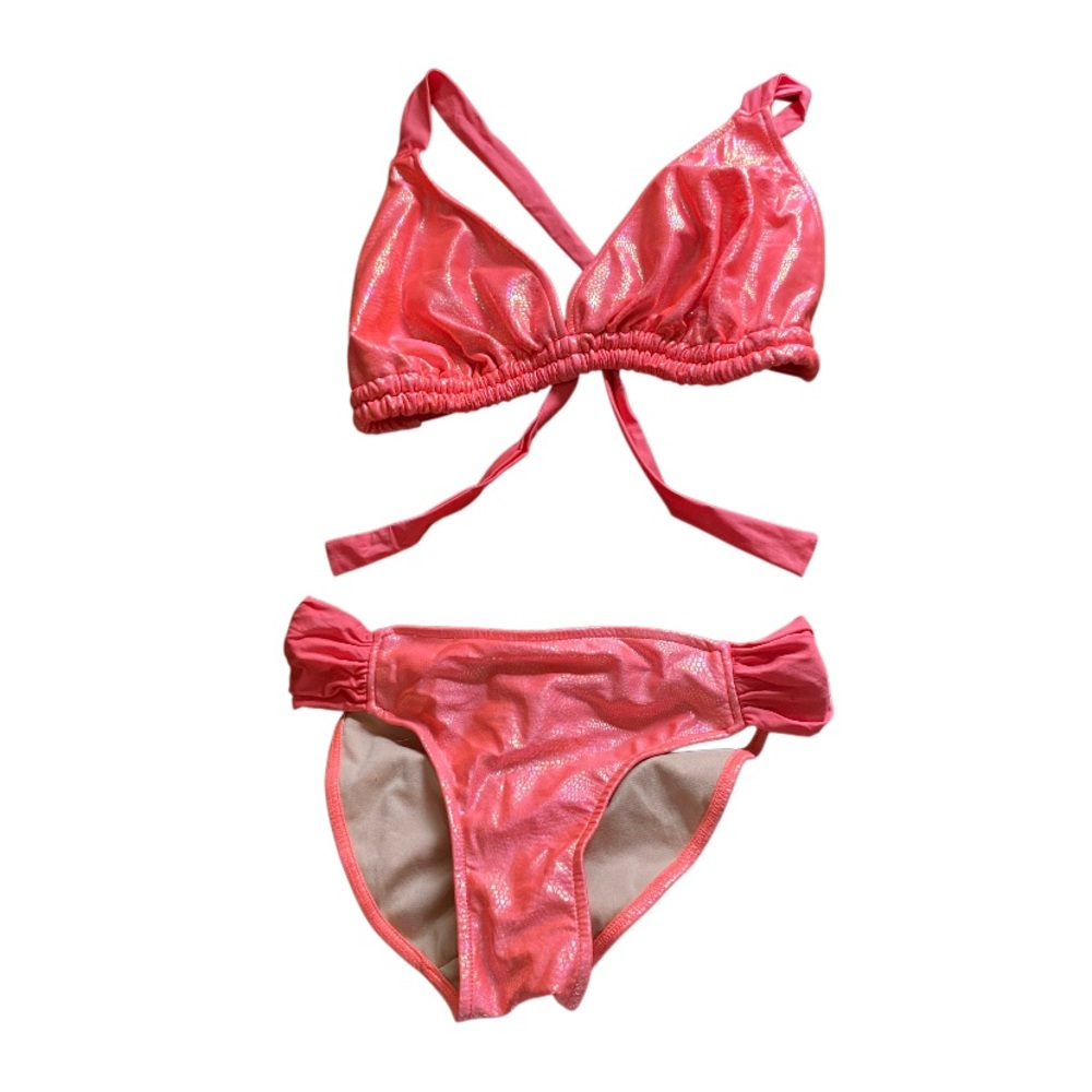 FRESH PEACHES Orange Mermaid Scales Bikini Set NWT